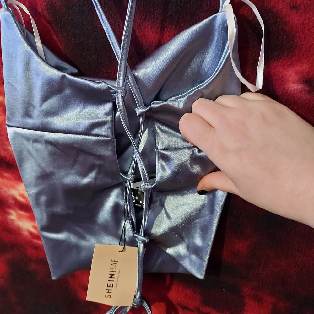 Shimmering Blue Spaghetti Strap Cami Top